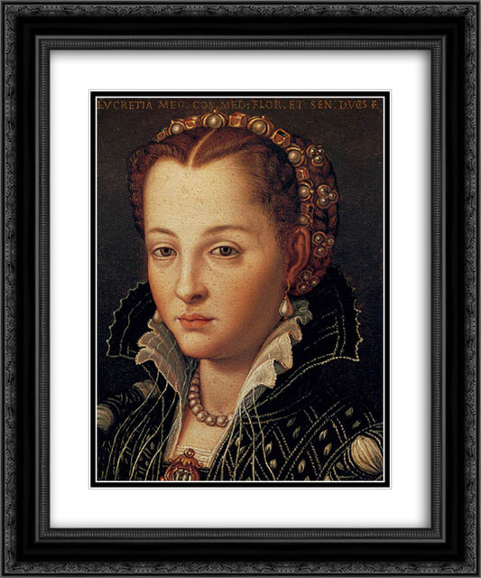 Lucrezia di Cosimo 20x24 Black Ornate Wood Framed Art Print Poster with Double Matting by Bronzino, Agnolo