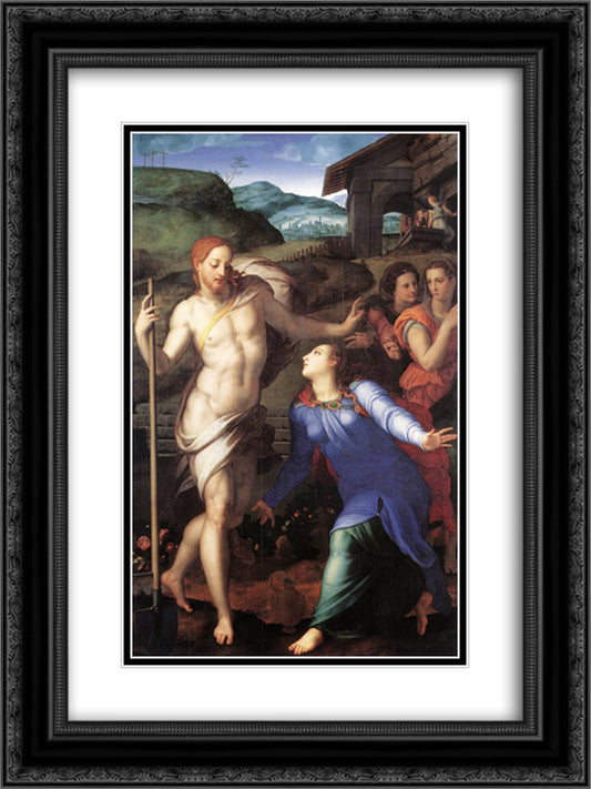 Noli me tangere 18x24 Black Ornate Wood Framed Art Print Poster with Double Matting by Bronzino, Agnolo