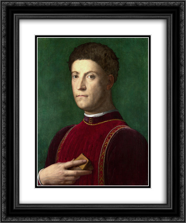 Piero de Medici il Gottoso 20x24 Black Ornate Wood Framed Art Print Poster with Double Matting by Bronzino, Agnolo