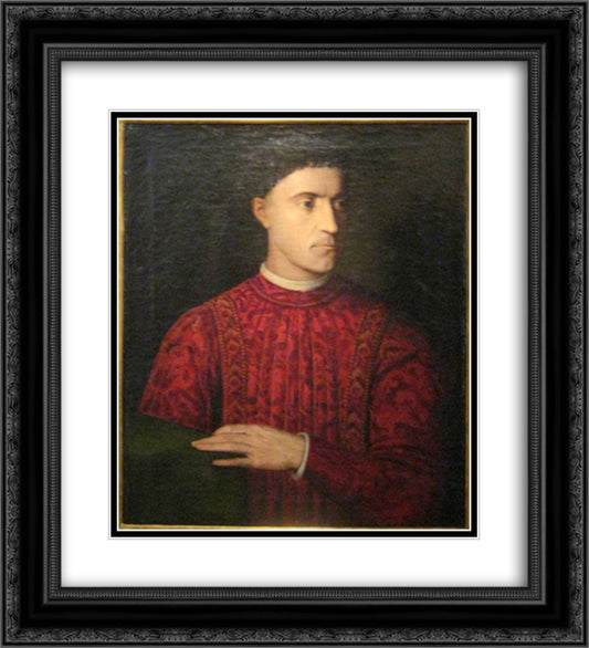 Pietro de' Medici 20x22 Black Ornate Wood Framed Art Print Poster with Double Matting by Bronzino, Agnolo