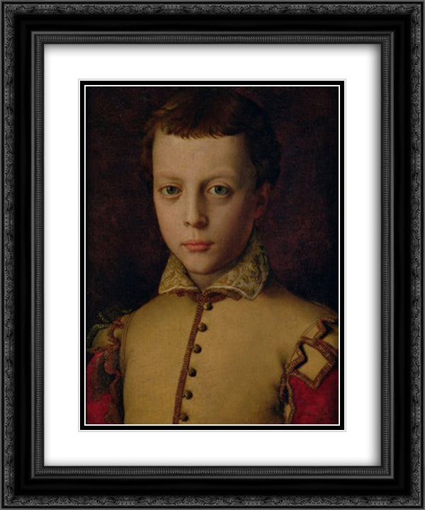 Portrait of Ferdinando de' Medici 20x24 Black Ornate Wood Framed Art Print Poster with Double Matting by Bronzino, Agnolo