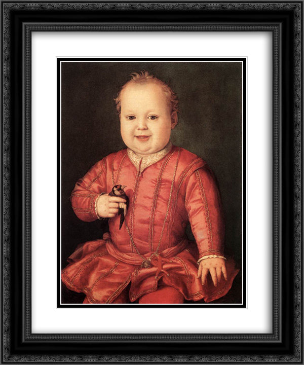 Portrait of Giovanni de' Medici 20x24 Black Ornate Wood Framed Art Print Poster with Double Matting by Bronzino, Agnolo