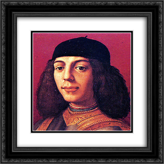 Portrait of Piero di Lorenzo de Medici 20x20 Black Ornate Wood Framed Art Print Poster with Double Matting by Bronzino, Agnolo