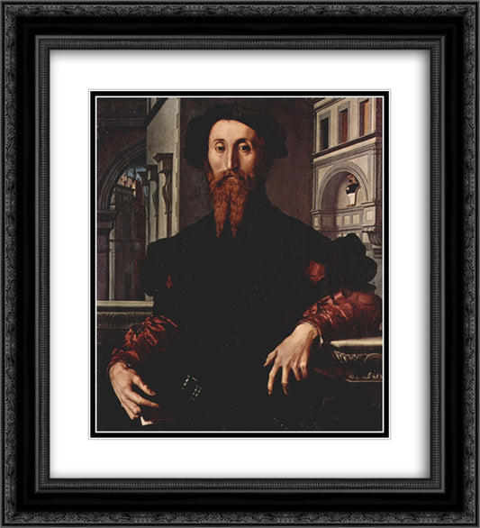 Portrait of Signor Panciatichi Bartolomeo 20x22 Black Ornate Wood Framed Art Print Poster with Double Matting by Bronzino, Agnolo