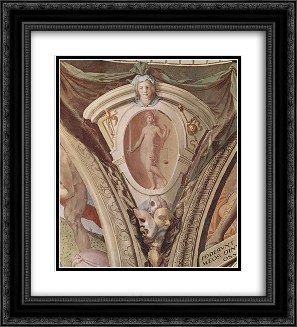 Scenes of allegories of the cardinal virtues 20x22 Black Ornate Wood Framed Art Print Poster with Double Matting by Bronzino, Agnolo