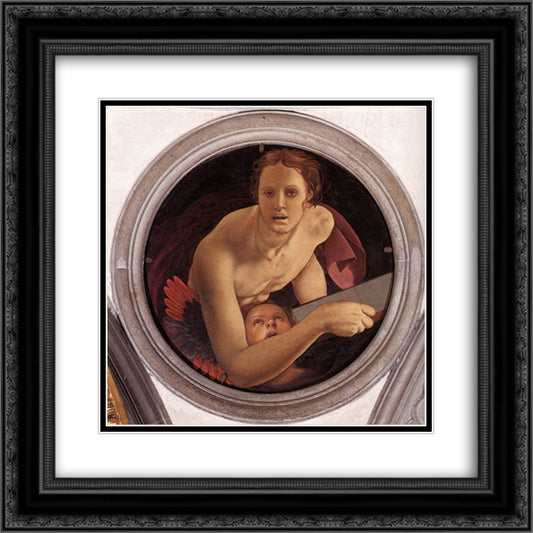 St. Matthew 20x20 Black Ornate Wood Framed Art Print Poster with Double Matting by Bronzino, Agnolo