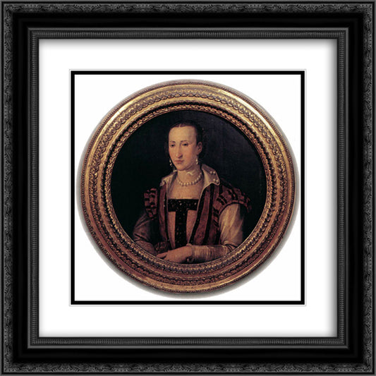 The Ailing Eleonora da Toledo 20x20 Black Ornate Wood Framed Art Print Poster with Double Matting by Bronzino, Agnolo