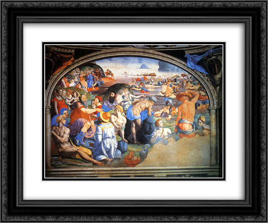 The Crossing of the Red Sea 24x20 Black Ornate Wood Framed Art Print Poster with Double Matting by Bronzino, Agnolo