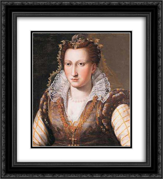 Unknown Lady 20x22 Black Ornate Wood Framed Art Print Poster with Double Matting by Bronzino, Agnolo