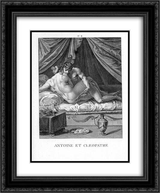 Antony and Cleopatra 20x24 Black Ornate Wood Framed Art Print Poster with Double Matting by Carracci, Agostino