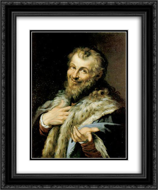 Democritus 20x24 Black Ornate Wood Framed Art Print Poster with Double Matting by Carracci, Agostino