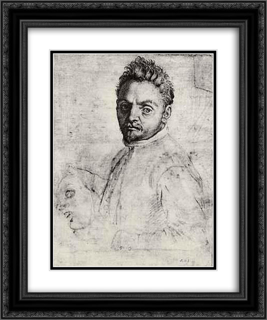 Giovanni Gabrielli, 'il Sivello' 20x24 Black Ornate Wood Framed Art Print Poster with Double Matting by Carracci, Agostino