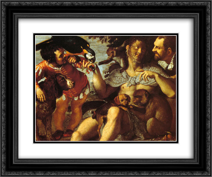 Hairy Harry, Mad Peter and Tiny Amon 24x20 Black Ornate Wood Framed Art Print Poster with Double Matting by Carracci, Agostino