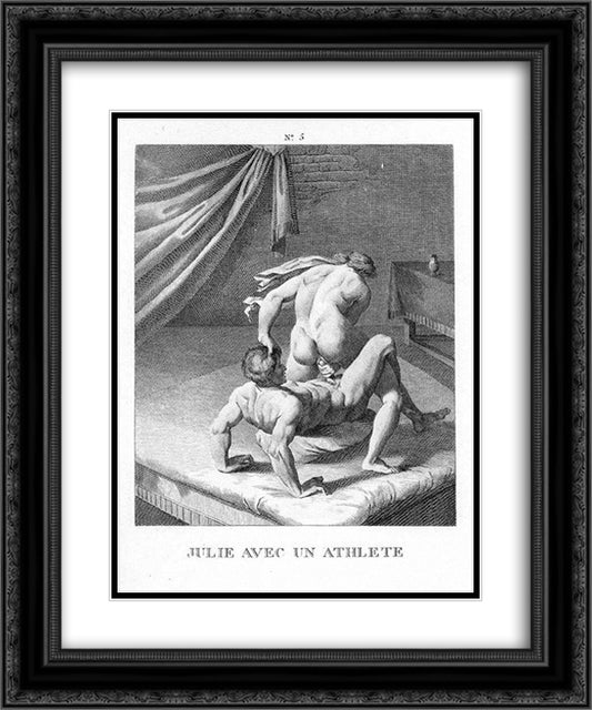 Julie with an athlete 20x24 Black Ornate Wood Framed Art Print Poster with Double Matting by Carracci, Agostino