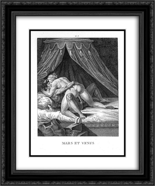 Mars and Venus 20x24 Black Ornate Wood Framed Art Print Poster with Double Matting by Carracci, Agostino