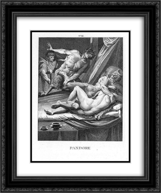 Pandora 20x24 Black Ornate Wood Framed Art Print Poster with Double Matting by Carracci, Agostino