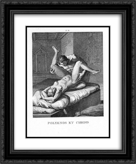 Polyenos and Chrisis 20x24 Black Ornate Wood Framed Art Print Poster with Double Matting by Carracci, Agostino