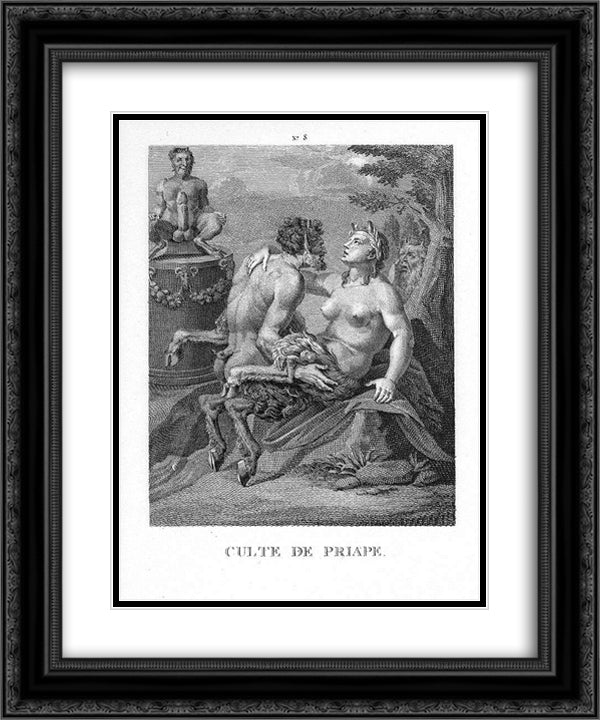 Religion of Priapus 20x24 Black Ornate Wood Framed Art Print Poster with Double Matting by Carracci, Agostino