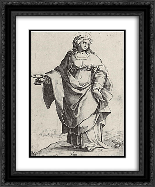 St. Lucia, from the episode Holy Women 20x24 Black Ornate Wood Framed Art Print Poster with Double Matting by Carracci, Agostino