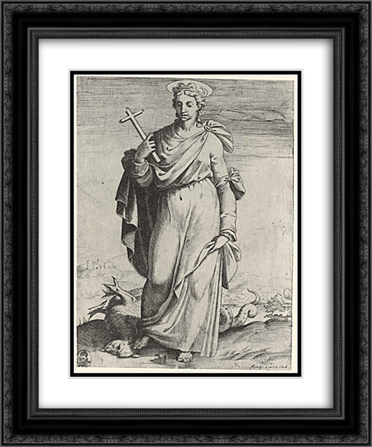 St. Margaret, from the episode Holy Women 20x24 Black Ornate Wood Framed Art Print Poster with Double Matting by Carracci, Agostino