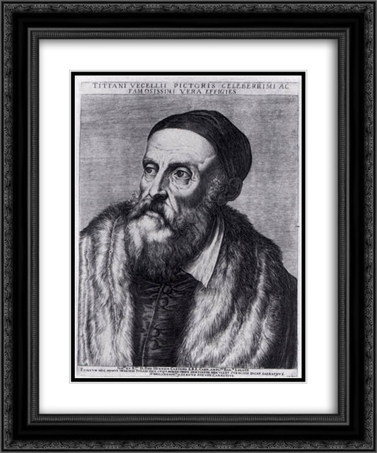 Titian 20x24 Black Ornate Wood Framed Art Print Poster with Double Matting by Carracci, Agostino