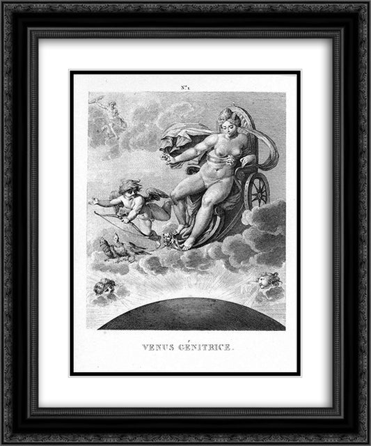 Venus Genitrice 20x24 Black Ornate Wood Framed Art Print Poster with Double Matting by Carracci, Agostino