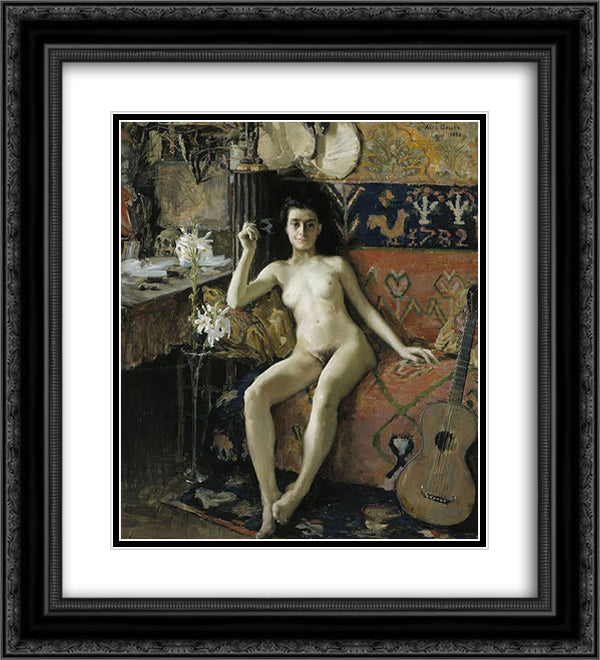 Demasquee 20x22 Black Ornate Wood Framed Art Print Poster with Double Matting by Gallen Kallela, Akseli