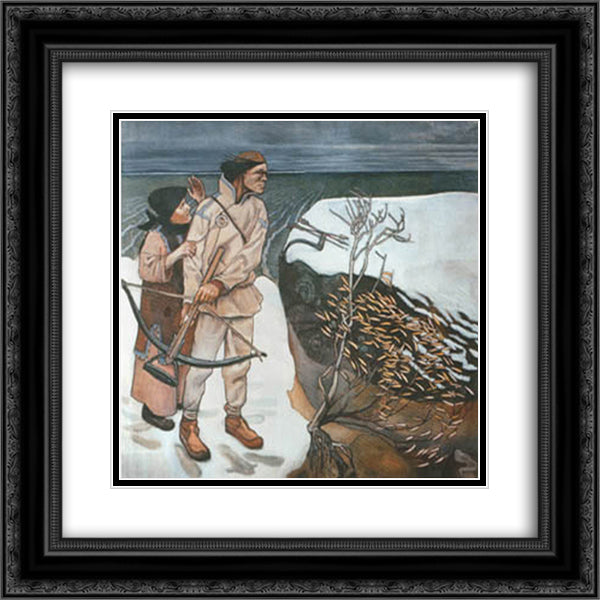 Joukahainen's Revenge 20x20 Black Ornate Wood Framed Art Print Poster with Double Matting by Gallen Kallela, Akseli