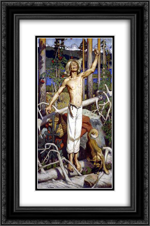 Kullervos Curse 16x24 Black Ornate Wood Framed Art Print Poster with Double Matting by Gallen Kallela, Akseli