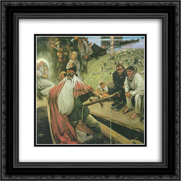 Le depart de Vainamoinen 20x20 Black Ornate Wood Framed Art Print Poster with Double Matting by Gallen Kallela, Akseli