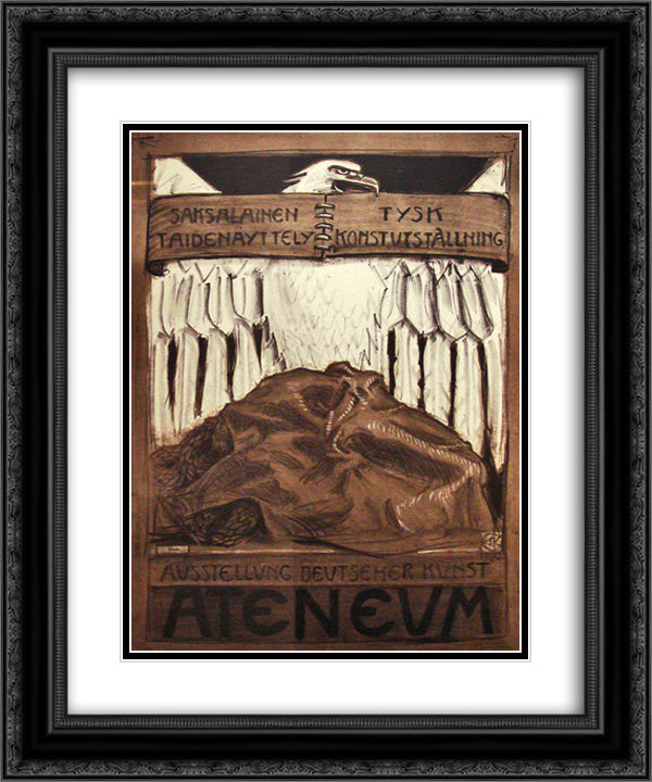 Poster for the German Exposition of Art in Ateneum 20x24 Black Ornate Wood Framed Art Print Poster with Double Matting by Gallen Kallela, Akseli