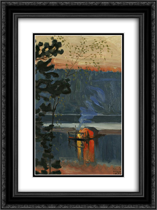 Stockflotte 18x24 Black Ornate Wood Framed Art Print Poster with Double Matting by Gallen Kallela, Akseli