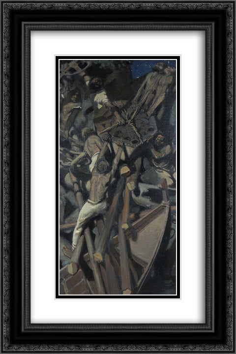 The abduction of Sampo 16x24 Black Ornate Wood Framed Art Print Poster with Double Matting by Gallen Kallela, Akseli