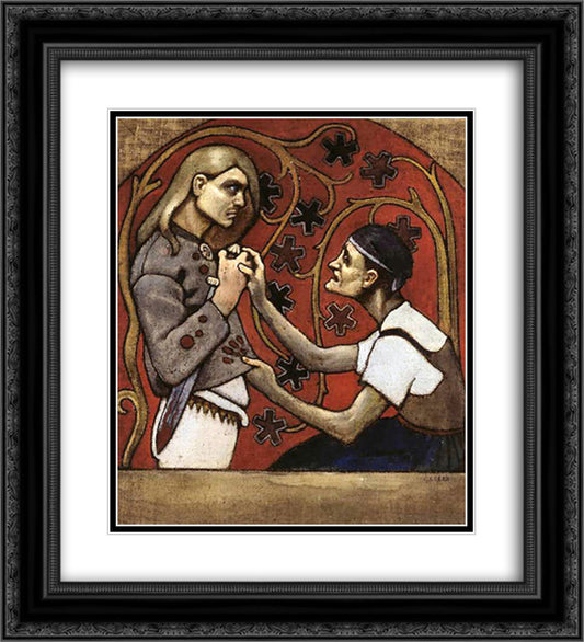 The Fratricide 20x22 Black Ornate Wood Framed Art Print Poster with Double Matting by Gallen Kallela, Akseli