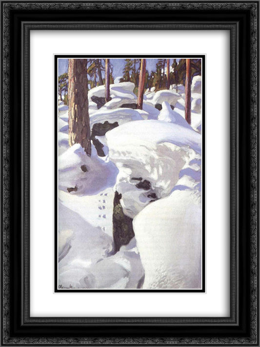 The Lair of the Lynx 18x24 Black Ornate Wood Framed Art Print Poster with Double Matting by Gallen Kallela, Akseli