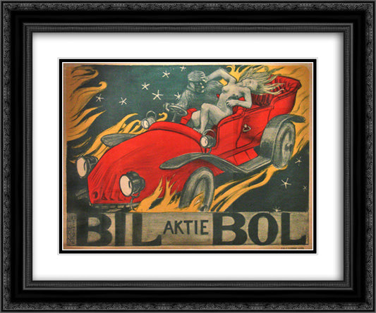 The poster Bilbol 24x20 Black Ornate Wood Framed Art Print Poster with Double Matting by Gallen Kallela, Akseli