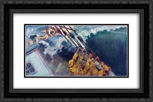 The storm 24x16 Black Ornate Wood Framed Art Print Poster with Double Matting by Gallen Kallela, Akseli