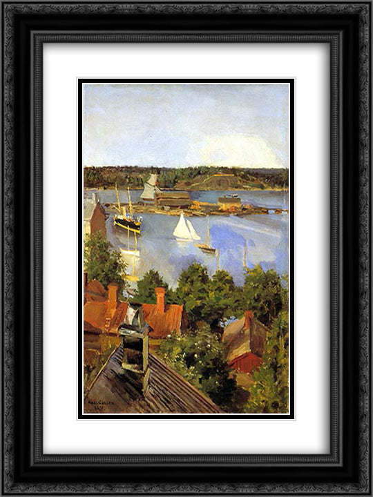 View from North Quay 18x24 Black Ornate Wood Framed Art Print Poster with Double Matting by Gallen Kallela, Akseli