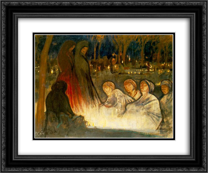 All Souls' Day 24x20 Black Ornate Wood Framed Art Print Poster with Double Matting by Korosfoi Kriesch, Aladar