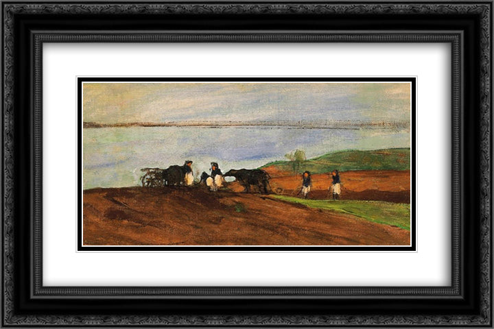 Lakeshore 24x16 Black Ornate Wood Framed Art Print Poster with Double Matting by Korosfoi Kriesch, Aladar