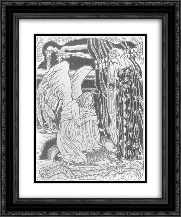 Memory 20x24 Black Ornate Wood Framed Art Print Poster with Double Matting by Korosfoi Kriesch, Aladar