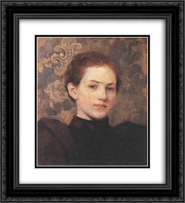 Portrait of Kriesch Laura 20x22 Black Ornate Wood Framed Art Print Poster with Double Matting by Korosfoi Kriesch, Aladar