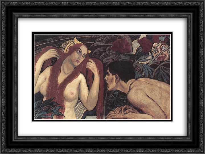 Vanity 24x18 Black Ornate Wood Framed Art Print Poster with Double Matting by Korosfoi Kriesch, Aladar