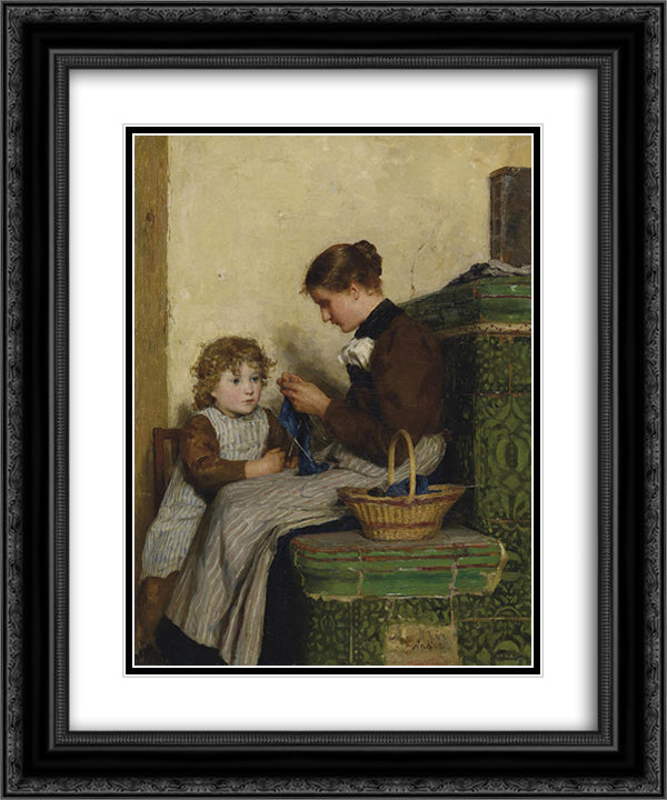 Bertha Gugger mit Tochter 20x24 Black Ornate Wood Framed Art Print Poster with Double Matting by Anker, Albert