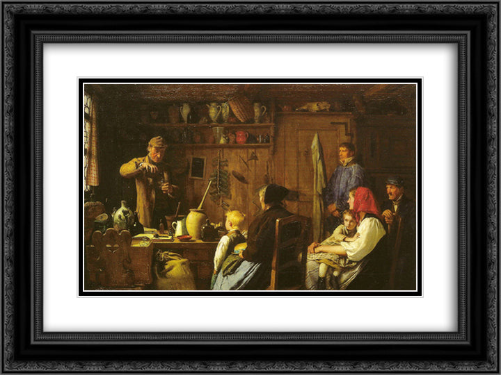 Der Quacksalber 24x18 Black Ornate Wood Framed Art Print Poster with Double Matting by Anker, Albert