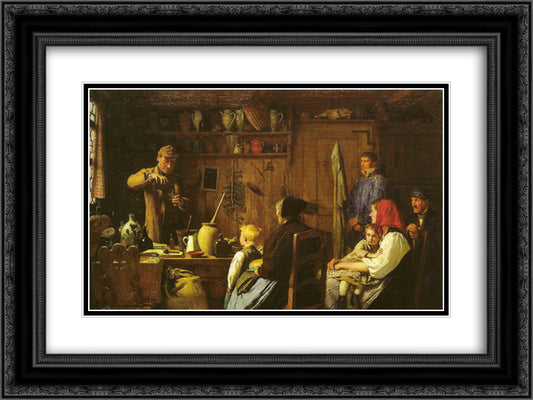 Der Quacksalber 24x18 Black Ornate Wood Framed Art Print Poster with Double Matting by Anker, Albert