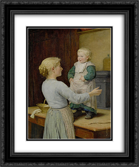 Die altere Schwester 20x24 Black Ornate Wood Framed Art Print Poster with Double Matting by Anker, Albert