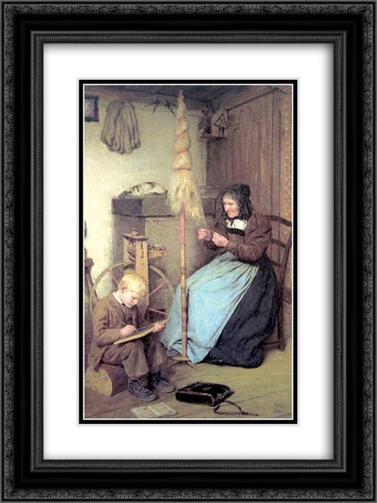 Die Arbeitsamen 18x24 Black Ornate Wood Framed Art Print Poster with Double Matting by Anker, Albert