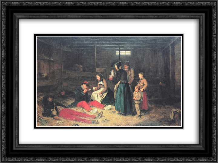 Die Bourbakis 24x18 Black Ornate Wood Framed Art Print Poster with Double Matting by Anker, Albert