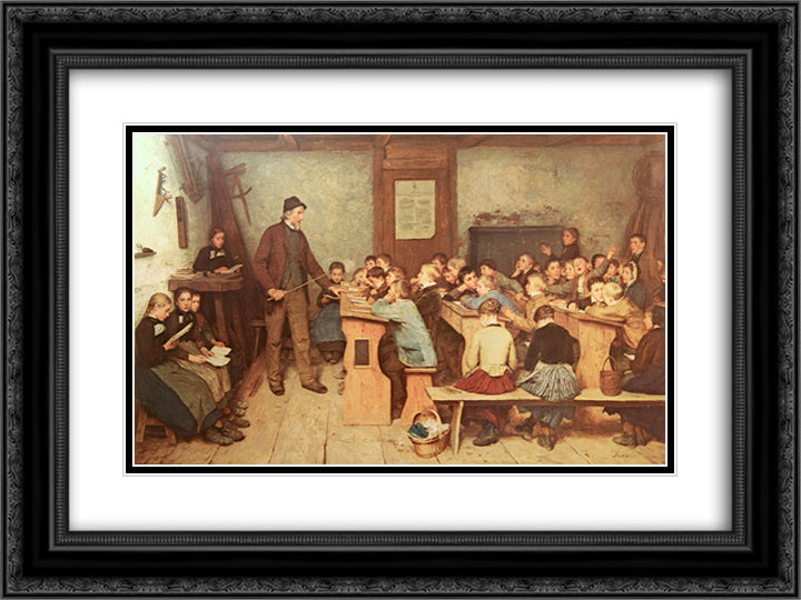 Die Dorfschule von 1848 24x18 Black Ornate Wood Framed Art Print Poster with Double Matting by Anker, Albert